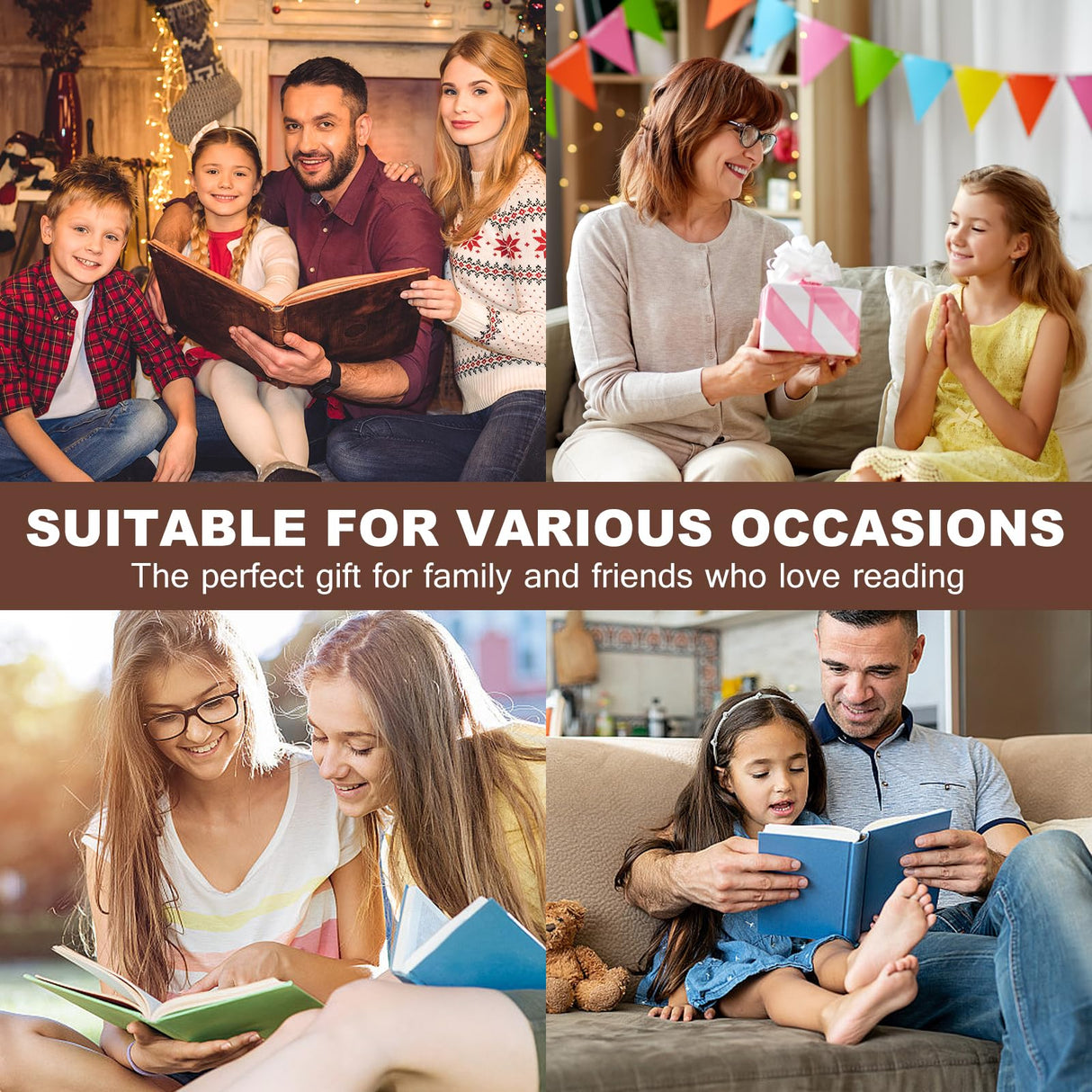 Magnetic Bookmark, 4Pcs Personalized Leather Retro Bookmark Magnetic Page Markers for Book Lovers, Readers, Kids GBPLAIN