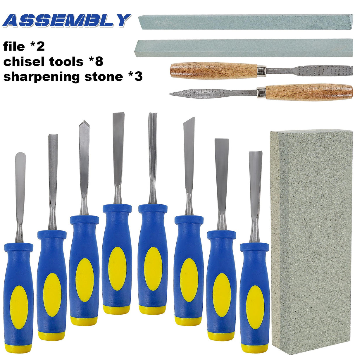 Lulu Home 13 PCS Wood Chisel with Canvas Bag, Wood Carving Tool Set Including Steel Beveled Chisel Tools with Rubber Handles, Rasps and Sharpening Stones for Woodworking Lulu Home
