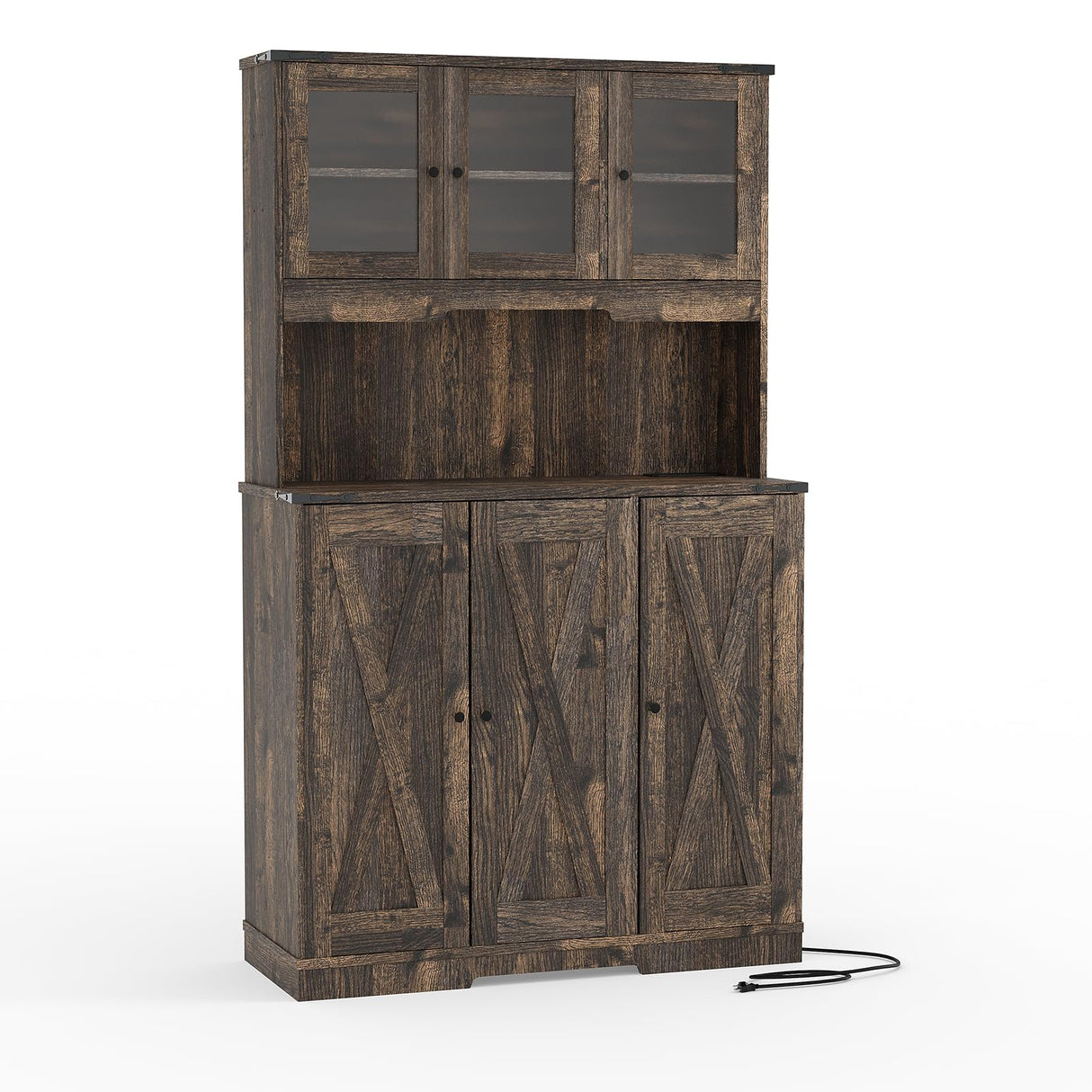 Gaderth Freestanding Kitchen Pantry Cabinet with Acrylic Doors, 70'' Kitchen Hutch Storage Cabinet with Power Outlet & Microwave Stand, Cupboard Coffee Bar Food Pantry for Dining Room Gaderth