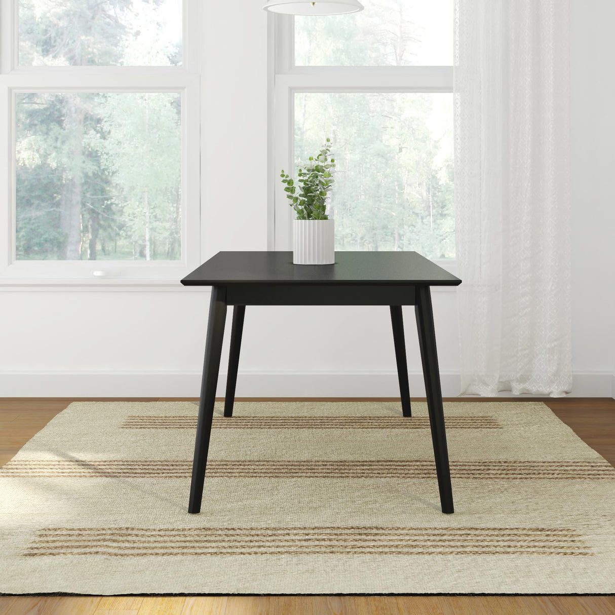 Plank+Beam 72 Inch Mid Century Modern Dining Table, Solid Wood Kitchen & Dining Room Table for 6, Minimalist Table for Dining Room, Rectangular Dinette Table, Black Plank+Beam