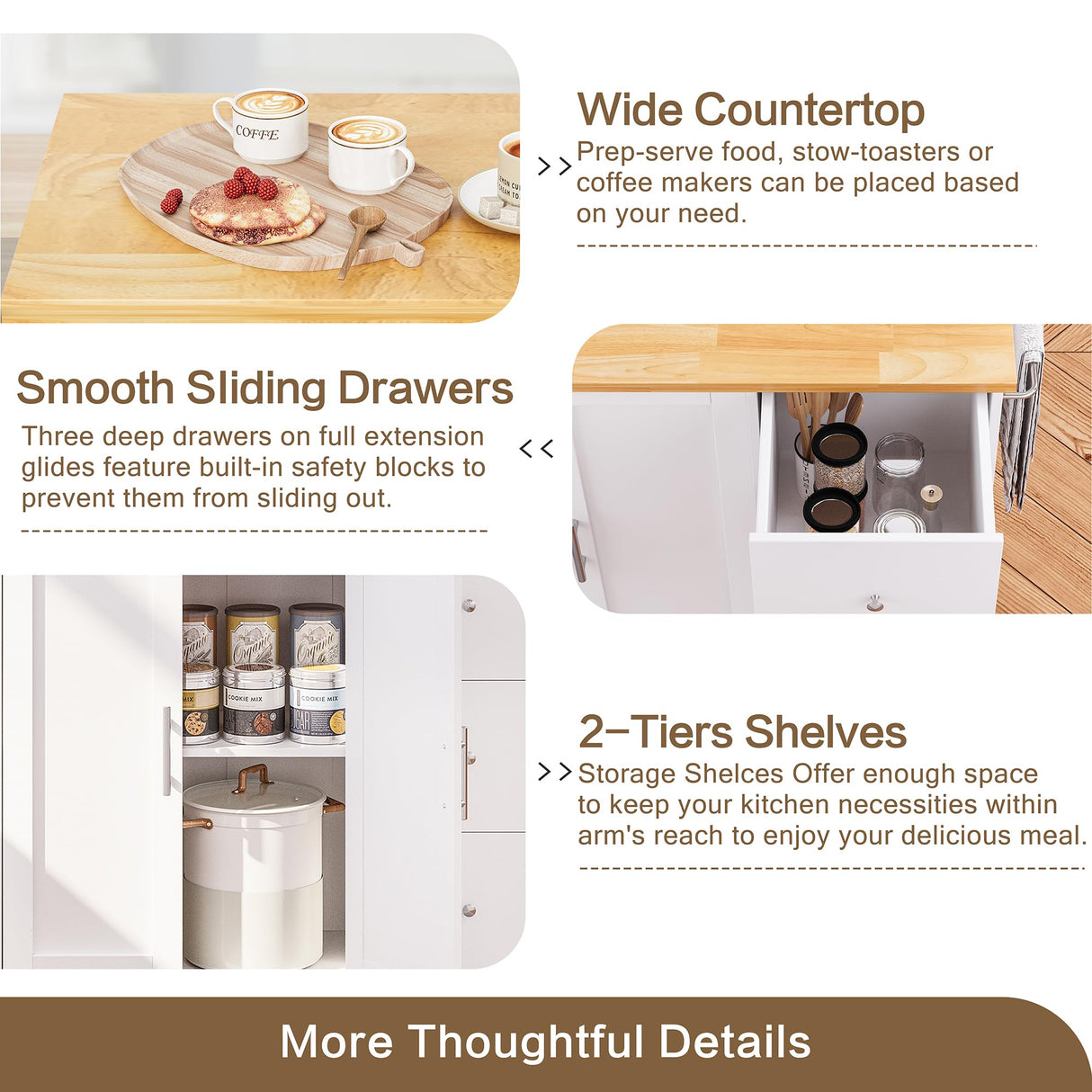 SUNLEI Kitchen Island on Wheels with Storage Cabinet & Foldable Drop Leaf, Rolling Kitchen Table, Cart Handle for Towel Rack, Drop Leaf, Portable Islands for Kitchen (Stylish White, 39.7-INCH) SUNLEI