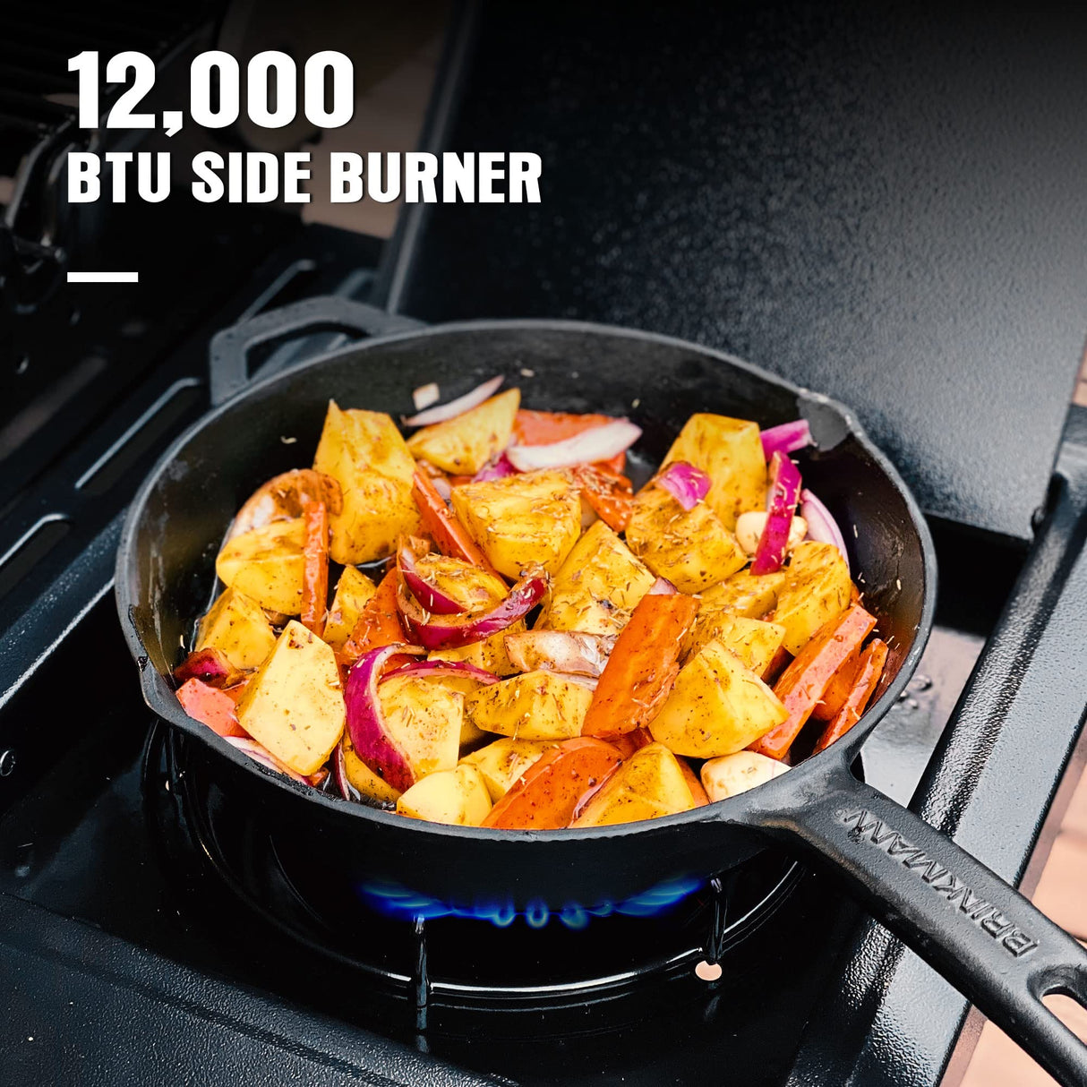 MASTER COOK Gas Grill, BBQ 4-Burner Cabinet Style Grill Propane with Side Burner, Stainless Steel MASTER COOK