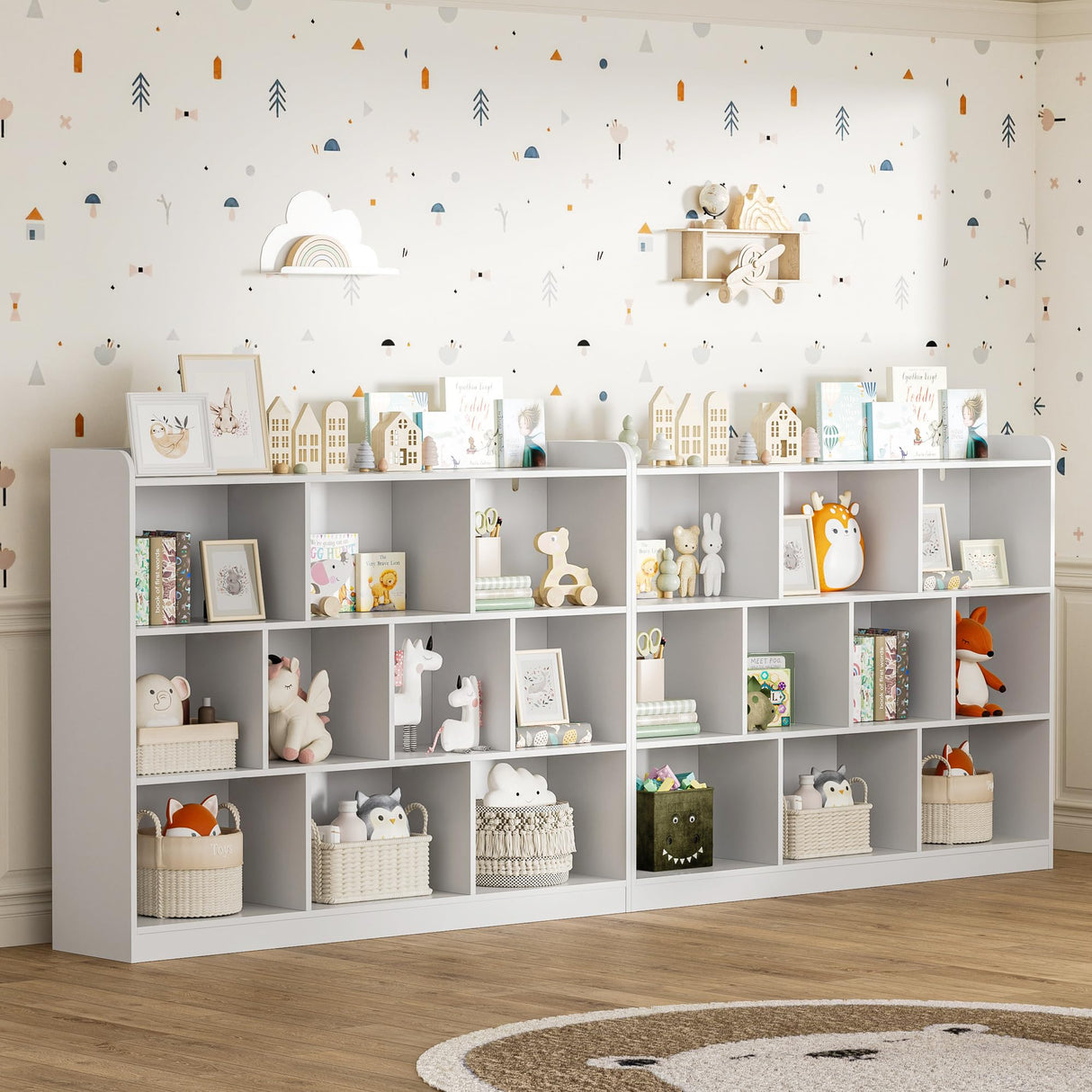 DIYART White Bookshelf, Wood Bookcase with 3 Tier Open Shelves, 10-Cube Minimalist Storage Shelf for Living Room, Bedroom, 55.1" W x 42.5" H DIYART