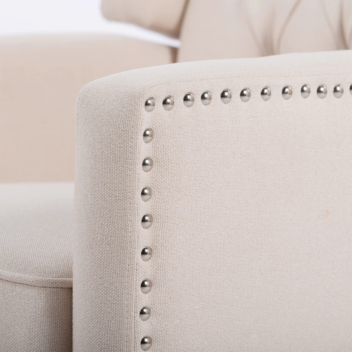 Push Back Recliner Chair,Easy Chairs for Small Spaces,Comfy Armchair,Reading Recliner Chairs for Adults,Living Room Accent Chair, Wingback and Rivets Design for Modern Recliner Chair(White) NITYASUNDARA