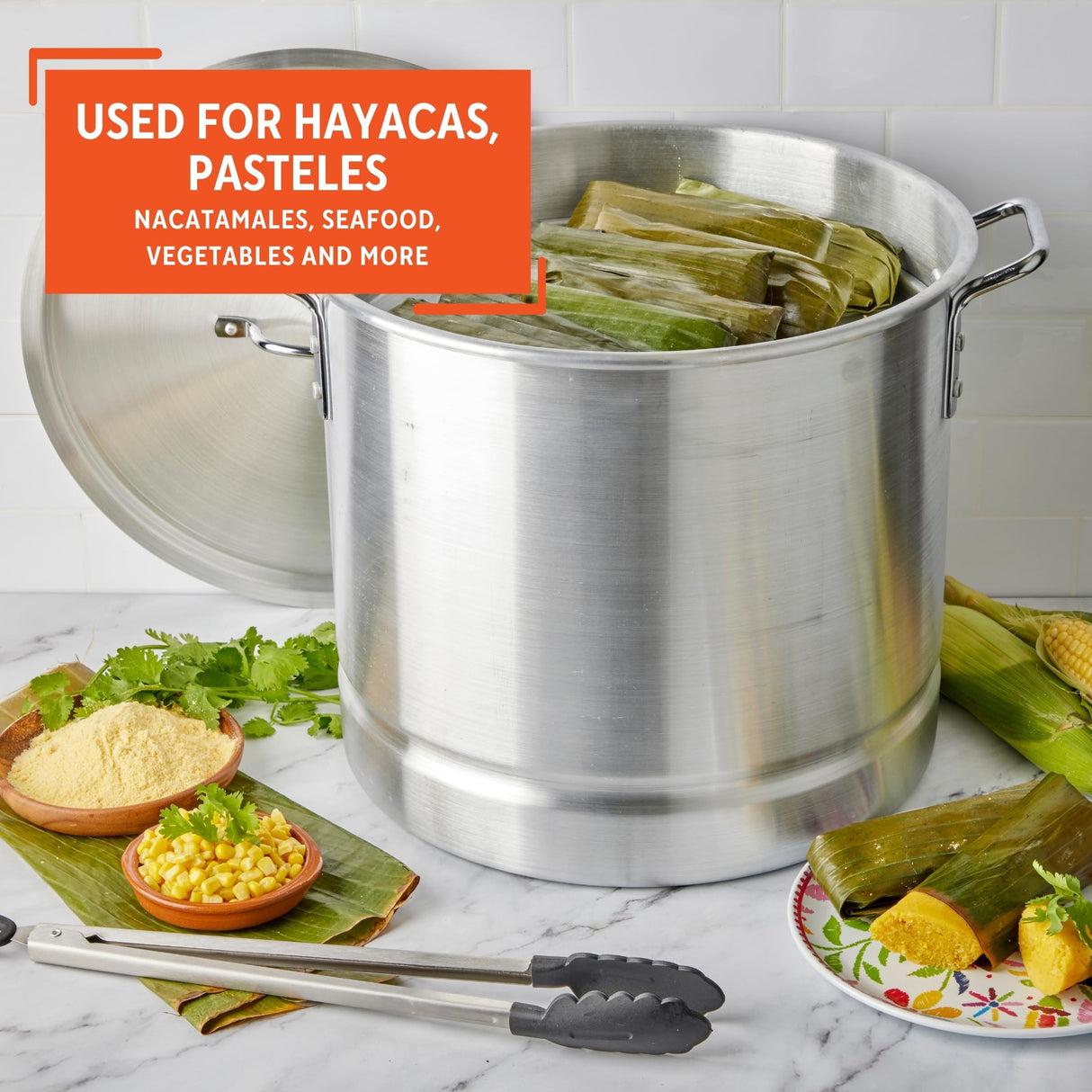 IMUSA USA 28Qt Aluminum Steamer with Lid, 28-Quart, Silver Imusa