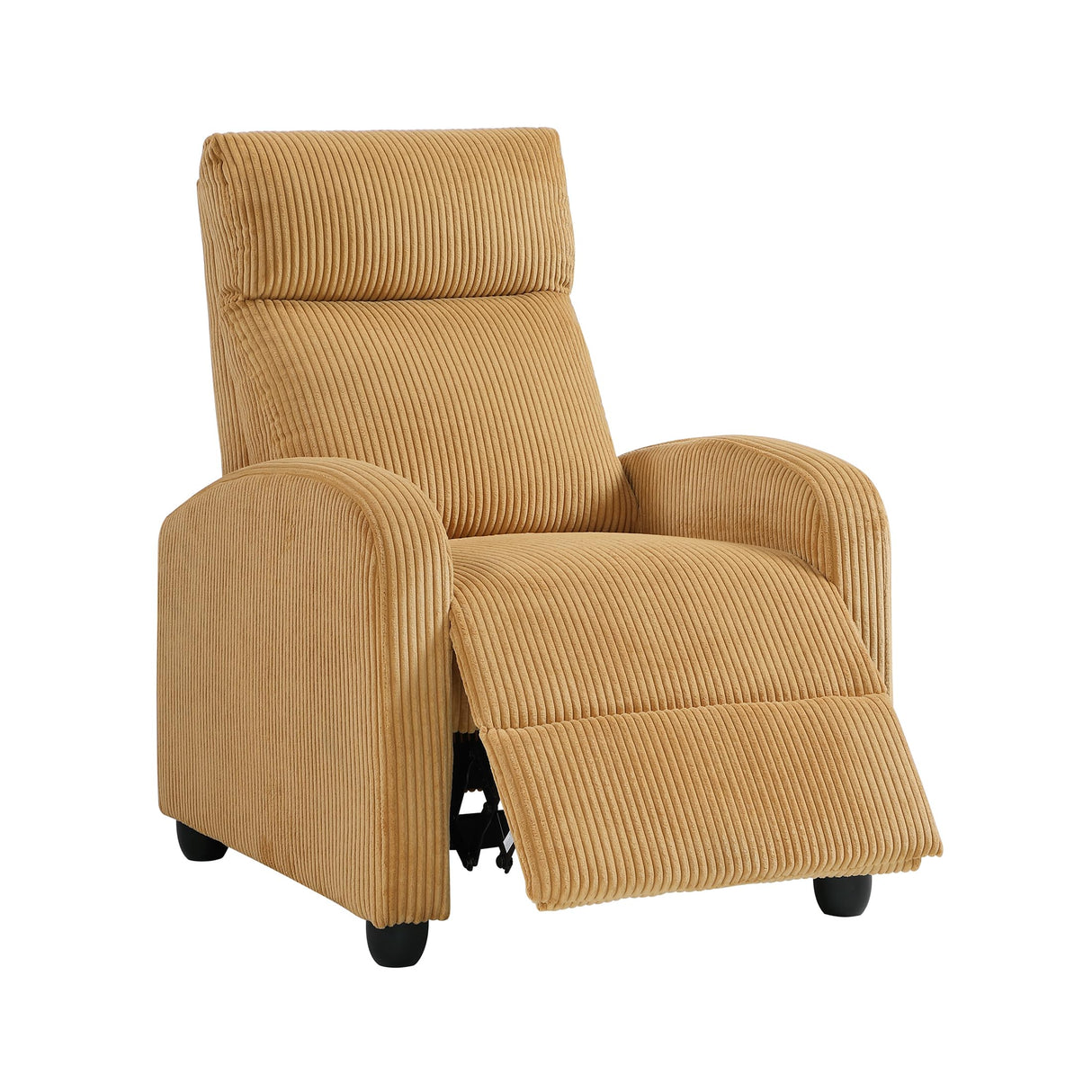 Lexicon Corduroy Pushback Recliner Chair Armchair Push Back Recliner, Solid Wood Frame and Metal Base, Easy Assembly Small Soft Single Sofa Accent Chair for Living Room/Office/Apartment, Yellow Lexicon