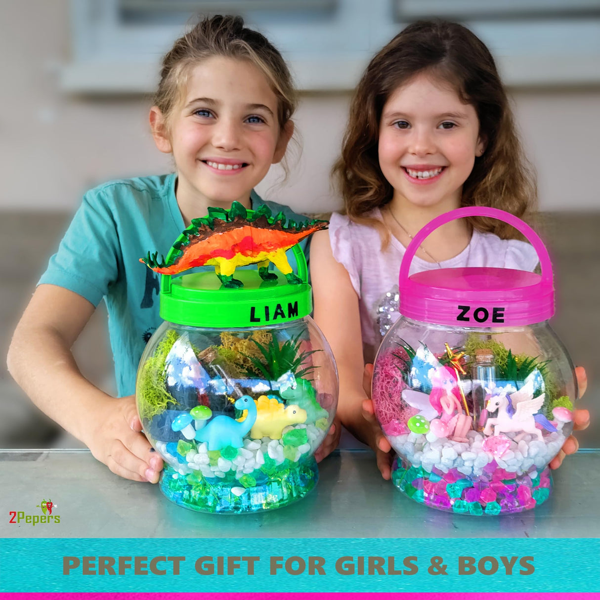 2Pepers STEM for Girls, Fairy & Unicorn Nightlight Present for Girls Age 3 4 5 6 7 8 9 10 Years Old, Kids Terrarium Arts & Crafts, Easter Birthday Fairy Gift & Unicorn Toy STEM Kit Project 2Pepers