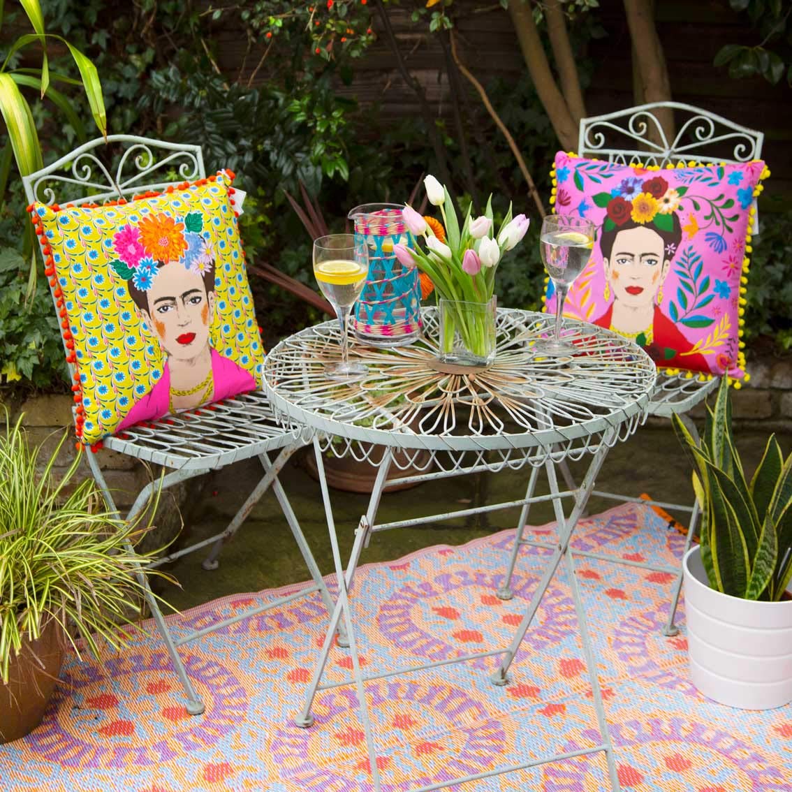 Talking Tables Boho Woven Waterproof Outdoor Rug | Plastic, Lightweight & Non Slip Mat with Double-Sided Geometric Pattern | for Garden, Patio, Decking, Bathroom, Utility, Picnic,Boho-Rug-V3 Talking Tables