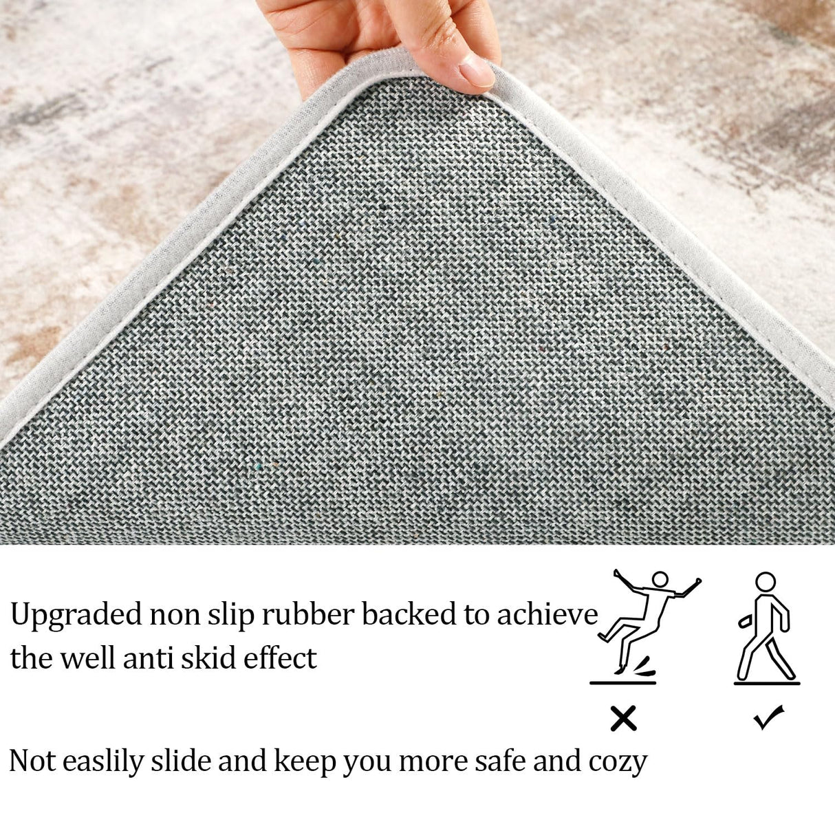 famibay Hallway Runner Rug 8 ft, Washable Runner Rugs with Rubber Backing Modern Abstract Runner Rug Non Slip Soft Low Pile Long Carpet Runners for Hallway Kitchen Entryway Bathroom(Beige/Camel) famibay