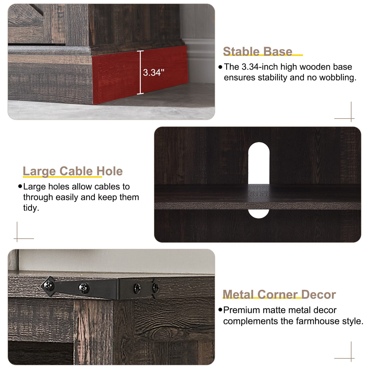 OKD Farmhouse TV Stand for 65+ Inch TV, 33" Tall Highboy Entertainment Center w/Sliding Barn Door, Rustic Media Console w/Storage Shelves, Wood Television Stand for Living Room, Dark Rustic Oak OKD