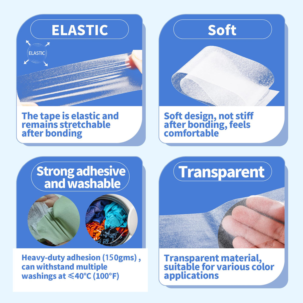 KOPAIBOS 2 Inch 5 Yards Heavy Double-Sided Iron on Hemming Tape with Backing No sew Fabric Tape for Curtains Webbing Sofa Decorations Appliques Embroidery Patches KOPAIBOS