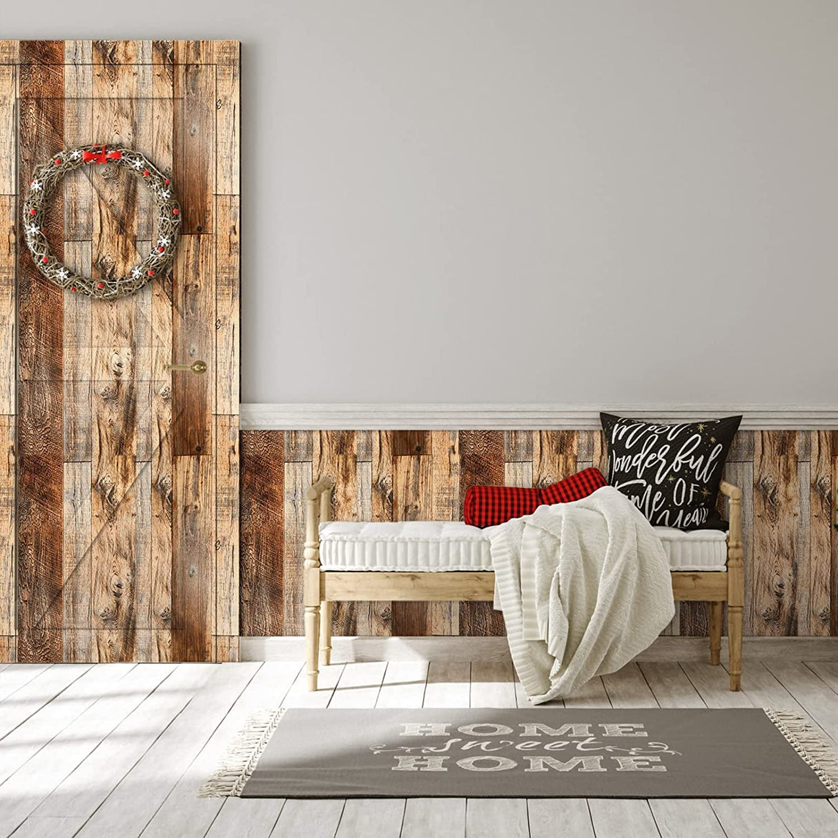 TANONE Brown Wood Peel and Stick Wallpaper 17.8" X 118.8" Self Adhesive Removable Decorative Film Wood Grain Wallpaper for Wall Covering Furniture Countertop Kitchen DIY TANONE