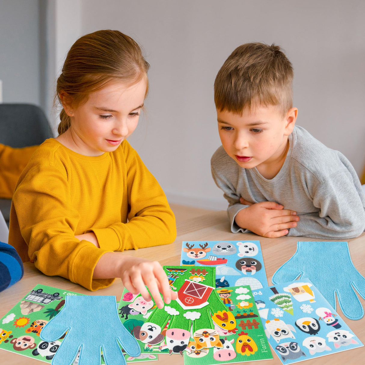 WATINC Animals Felt Story Finger Puppets - 5Pcs DTY Animal Storytelling Hand Puppet Felt Education Gift, Farm Insect Zoo Ocean Polar Animal Storytime Early Learning Role Play for Kids WATINC