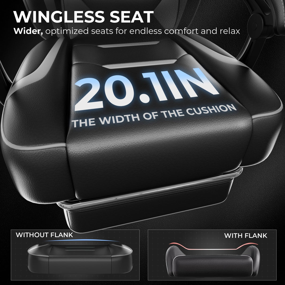 GTPLAYER Gaming Chair with Footrest, Big and Tall Game Chair 350lb Racing Style Computer Chair, Ergonomic Executive Office Chair High Back with Lumbar Support and Recliner, Light Gray GTPLAYER