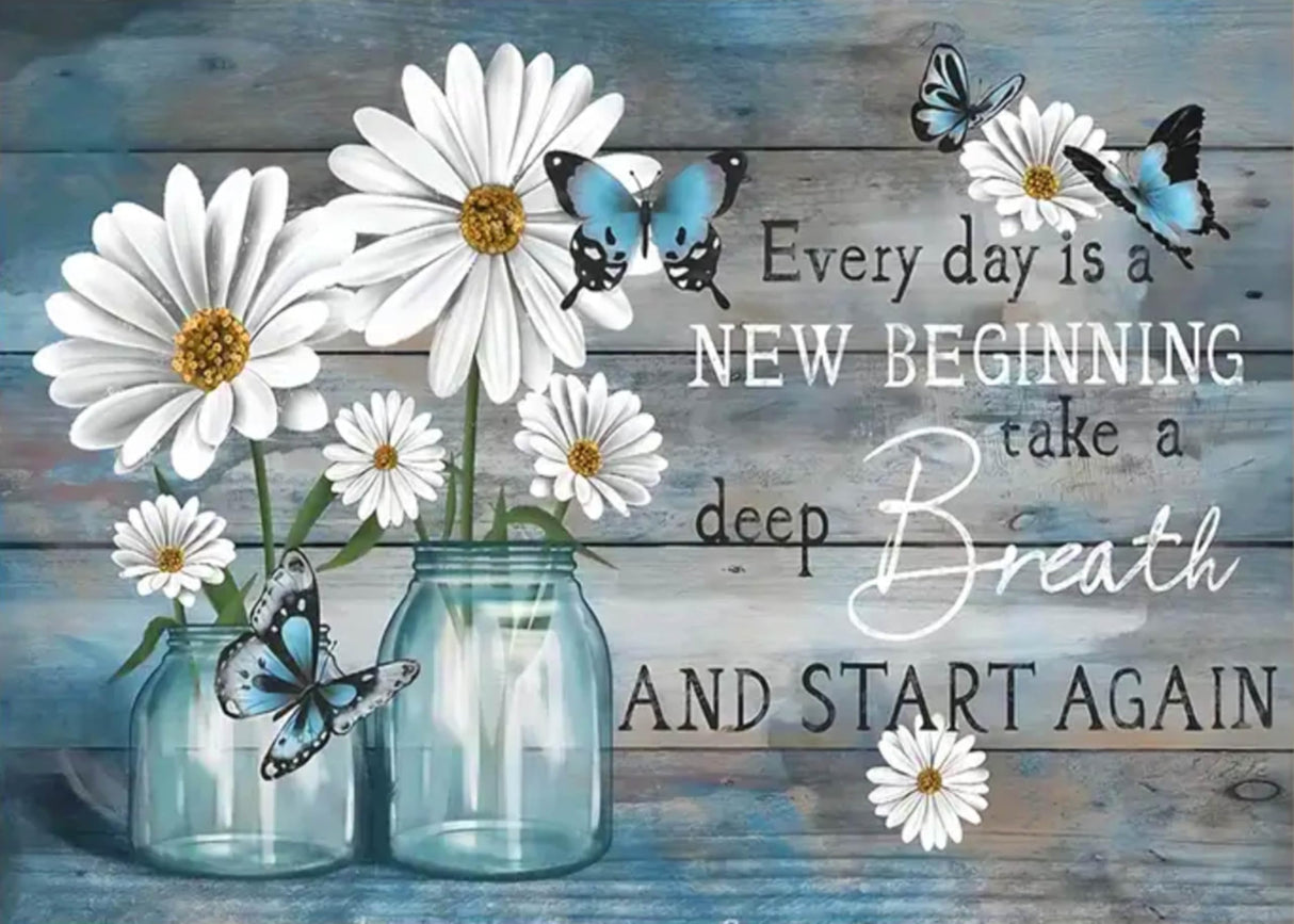 Diamond Painting Kits for Adults - Daisy Diamond Art Kits for Adults Beginner, Inspirational DIY Full Drill Diamond Dots Paintings with Diamonds 5D Gem Art and Crafts Home Wall Decor 16x12inch HOIYLDS