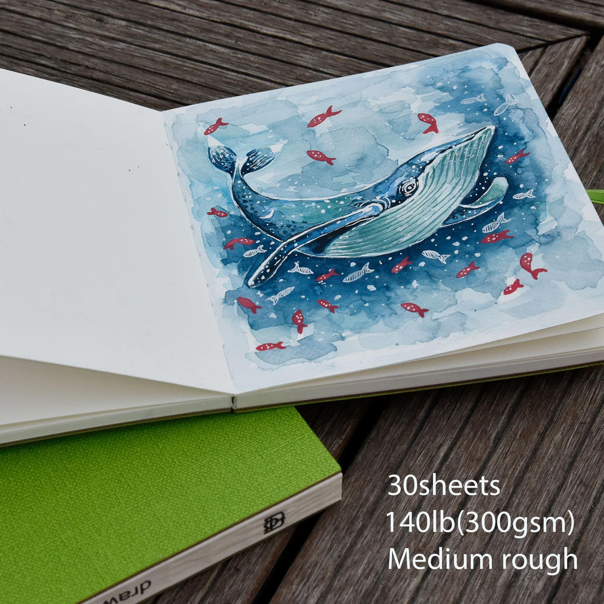 SEMLEART Watercolor Journal 6.49x6.49inches, Cold Press, 30 Sheets, 140lb/300gsm, Acid-Free,Water-Resistant Cover,Ideal for Painting, and Creative Journaling SEMLEART