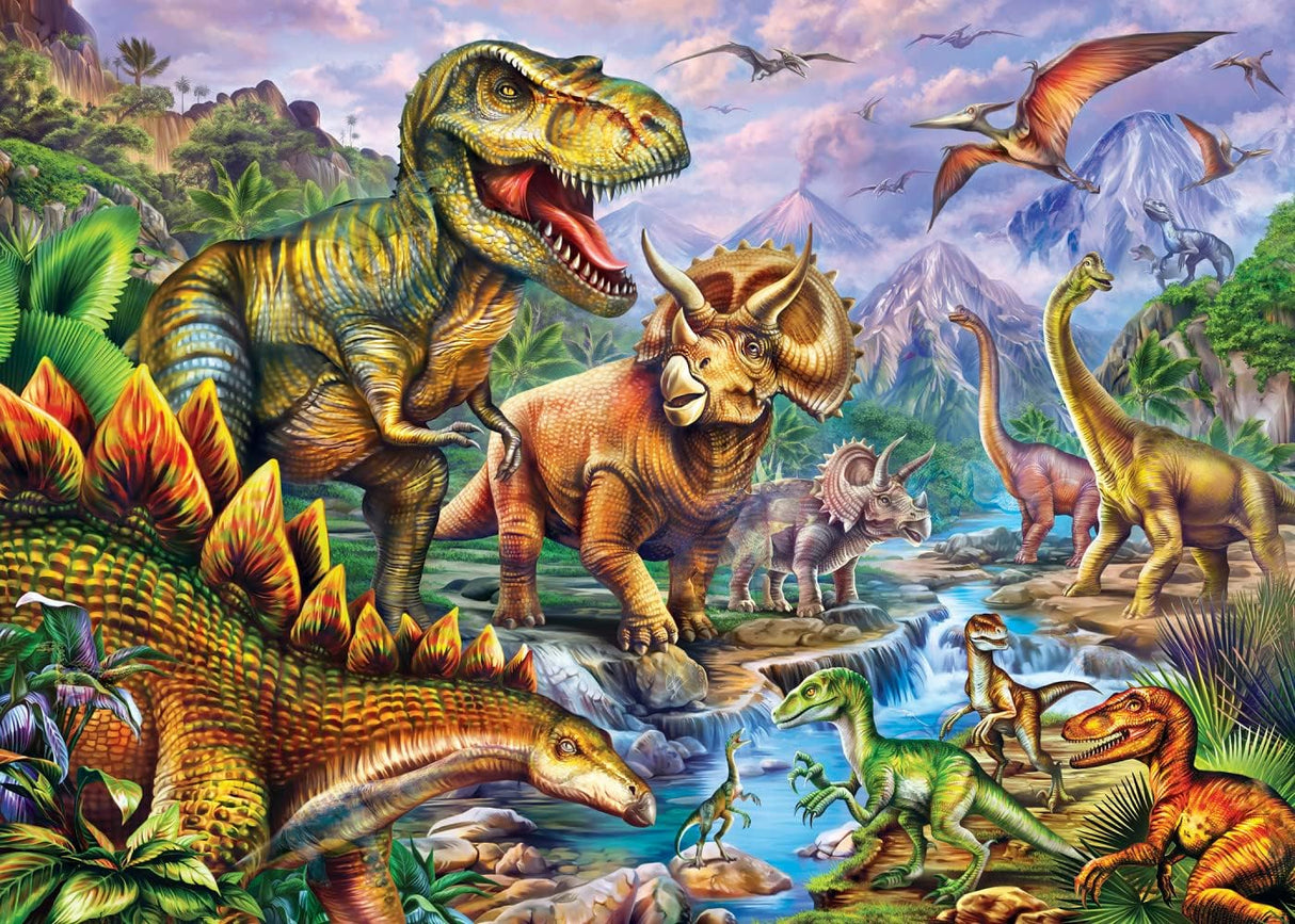 MasterPieces - 500 Piece Jigsaw Puzzle, Glows in The Dark, Hidden Images, Dinosaur Valley, Fun for Adults, Family, Kids, 15" x 21" Masterpieces