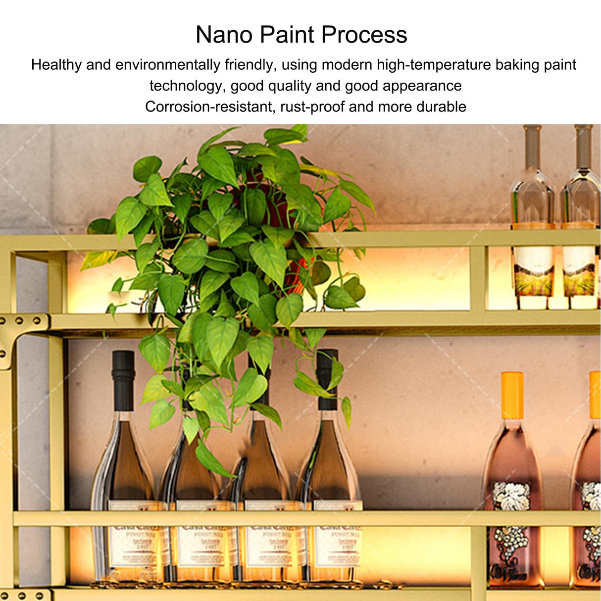 Wine Rack Wall Mounted Bar Shelves with Hanging Wine Glass Rack Liquor Bottle Display Shelf with LED Light Floating Bar Shelves Whiskey Shelf Kitchen Wall Cabinet for Home Bar Dining Room Cafe(Color:G JOSIAHCQ