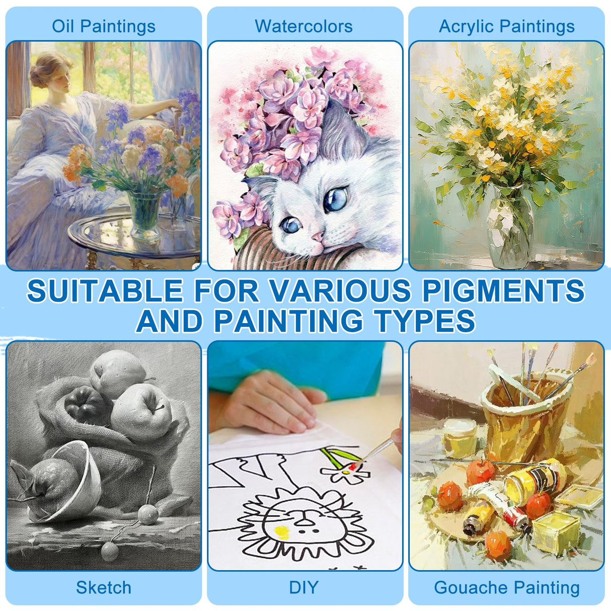 ESRICH Stretched Canvas for Painting, 2 Pack 9x12 Inch Canvas Value Pack,Primed Acid-Free Cotton Blank Canvases, Painting Canvas for Oil & Acrylic Paint. ESRICH