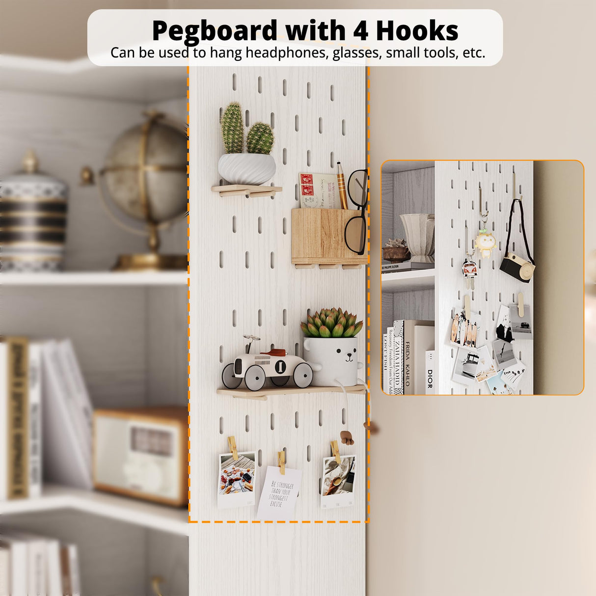IRONCK Corner Bookshelf with LED Lights, 78.7" Tall Corner Bookshelves with 2 Drawers & Transparent Doors, 7 Tiers L-Shaped Bookcase with Open Shelves and Pegboards for Living Room, Home Office, White IRONCK