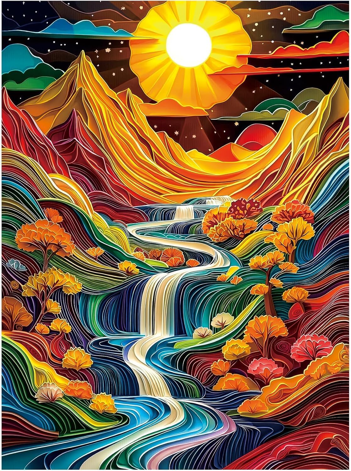 EIBEILI Diamond Art Kits for Adults,Mountains Diamond Painting Kits for Beginner Round 5D Full Drill Diamond Dots Crafts for Home Wall Decor Gifts 12x16 Inch EIBEILI