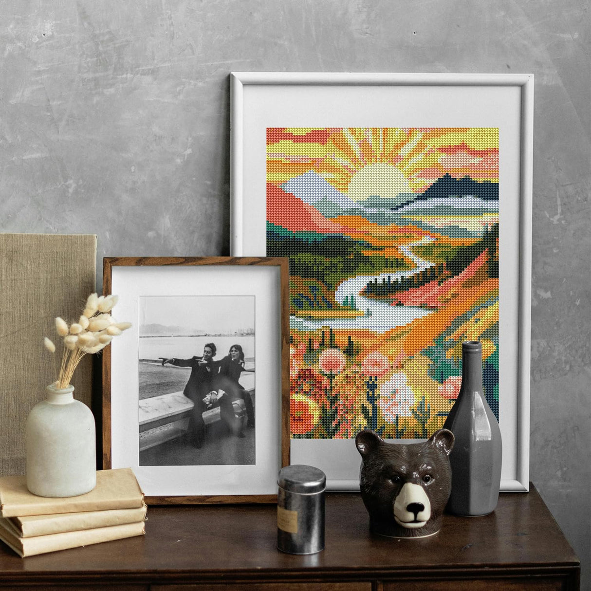 NPCSWXQ Diamond Painting Landscape,5D Diamond Painting Kits for Adults Beginners, DIY Full Drill Diamond Painting Sunrise Mountains and Rivers Painting for Home Wall Bedroom Decor Gifts 12x16Inch NPCSWXQ