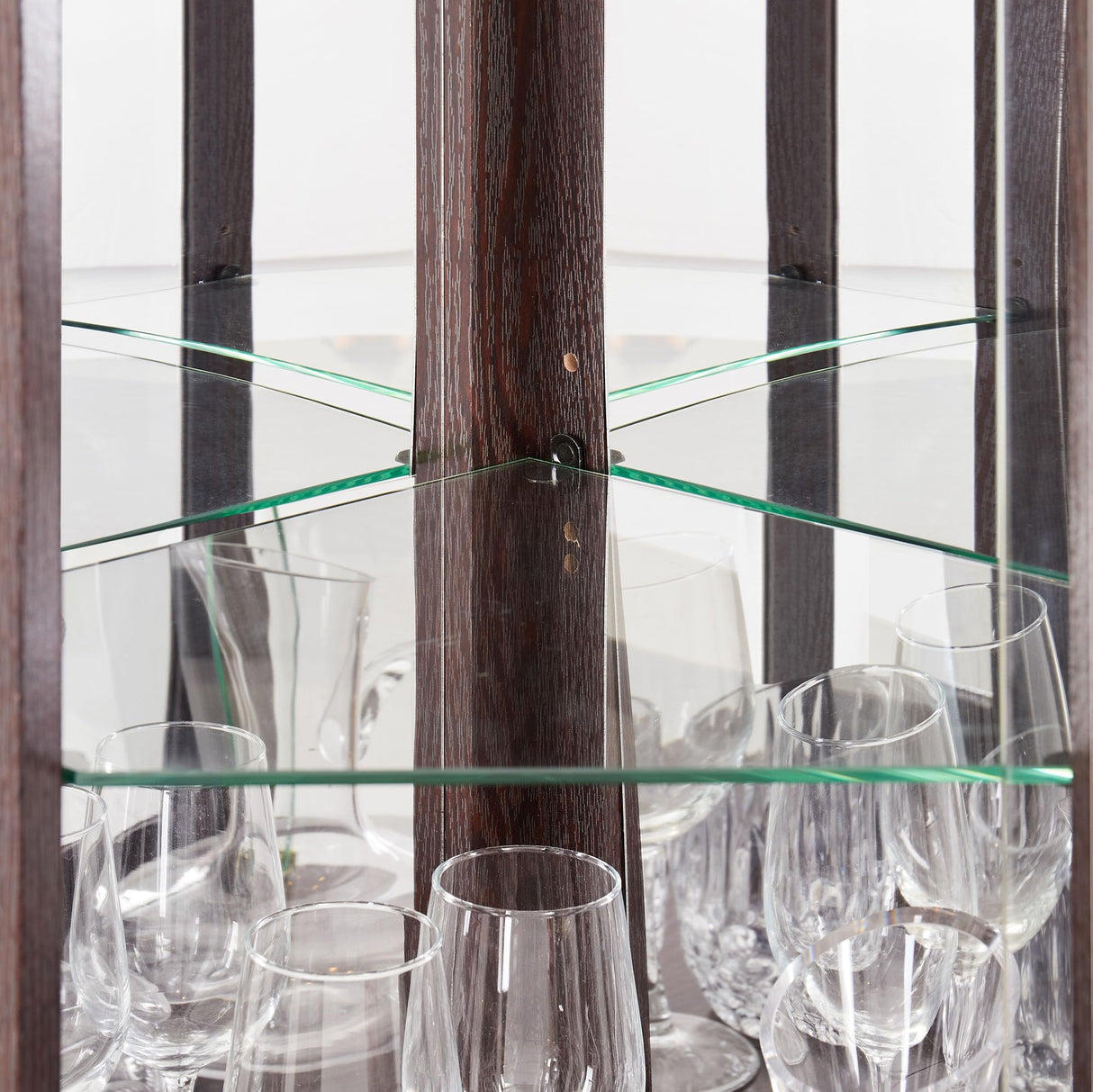 HRVEOCEI Curio Cabinet with Lighted, Display Cabinet with Glass Doors, Corner China Cabinet with Tempered Adjustable Glass Shelves & Carved Decoration(Dark Cherry, Tall) HRVEOCEI