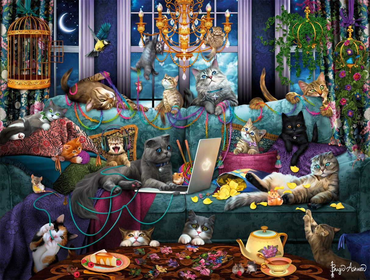 Buffalo Games - Brigid Ashwood - Quarantine Cats - 750 Piece Jigsaw Puzzle For Adults -Challenging Puzzle Perfect for Game Nights - Finished Size is 24.00 x 18.00 Buffalo Games