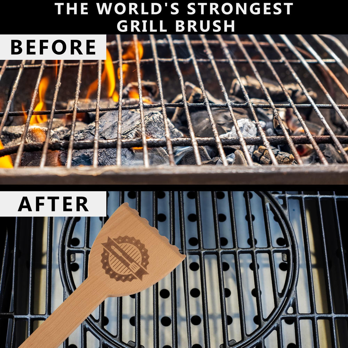 BBQ Bamboo Wooden Grill Scraper, for Griddle and Grills, Cleans Top and Between, Fit to Traeger Grill laboos