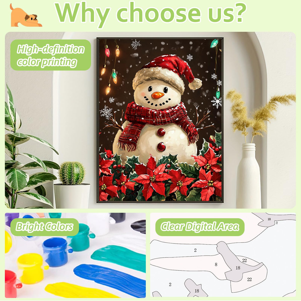 Reivworl Christmas Paint by Numbers Kit for Adults Beginners, Snowman Paint by Numbers, Adult Paint by Number Kits for Gifts and Home Wall Decor 16x20 Inch Reivworl