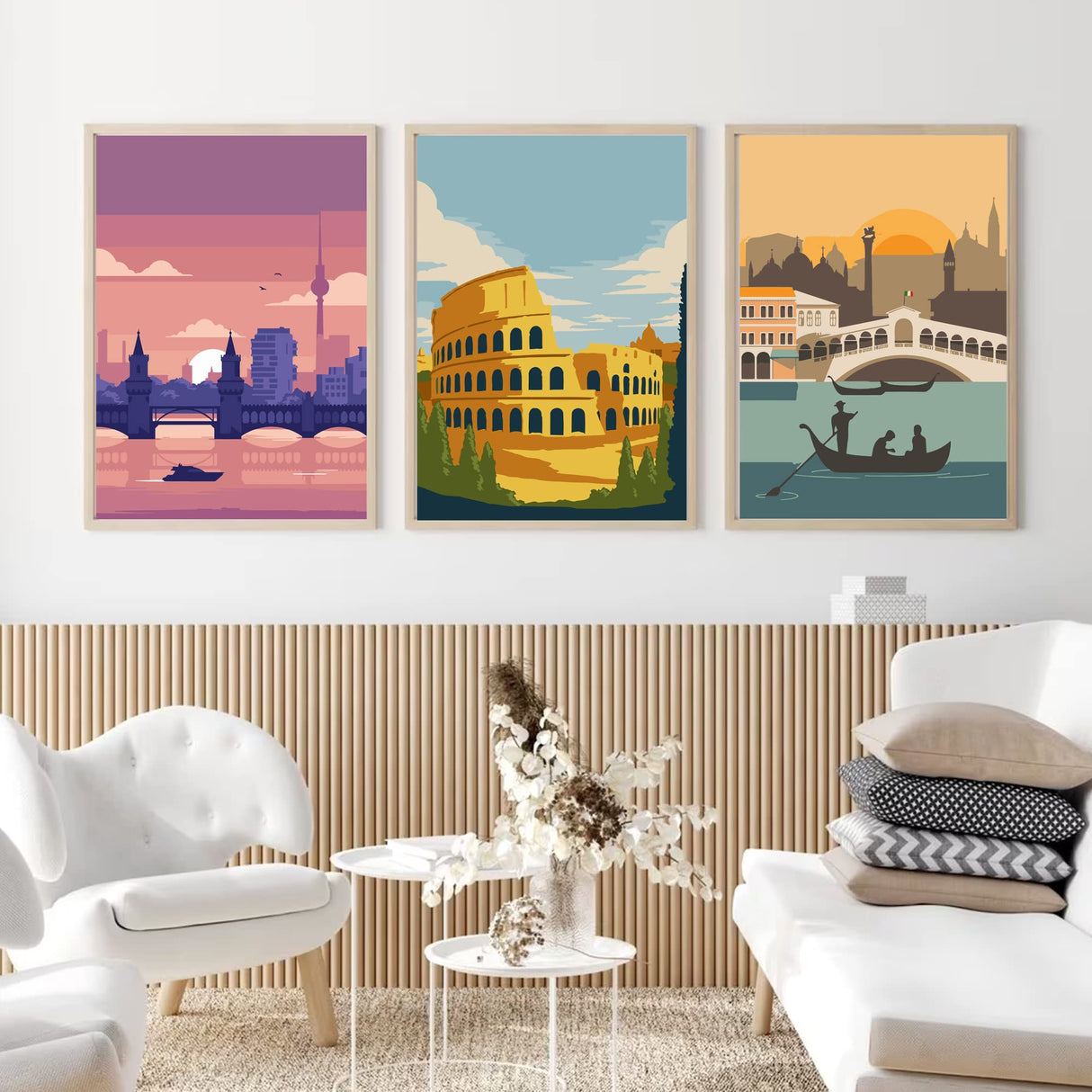 cupmod 6 Packs Paint by Number Kits for Adults Beginners,City Travel Easy Acrylic Paint by Number Kits,Oil Painting Art on Canvas Without Frame for Home Wall Decor 7.8x11.8inch cupmod