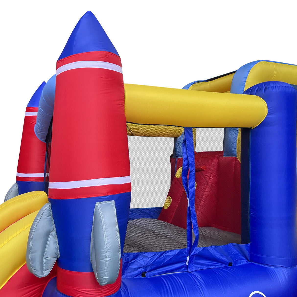 Cloud 9 Inflatable Rocket Bounce House with Blower, Bouncer for Kids with Two Slides and Large Jumping Area Cloud 9