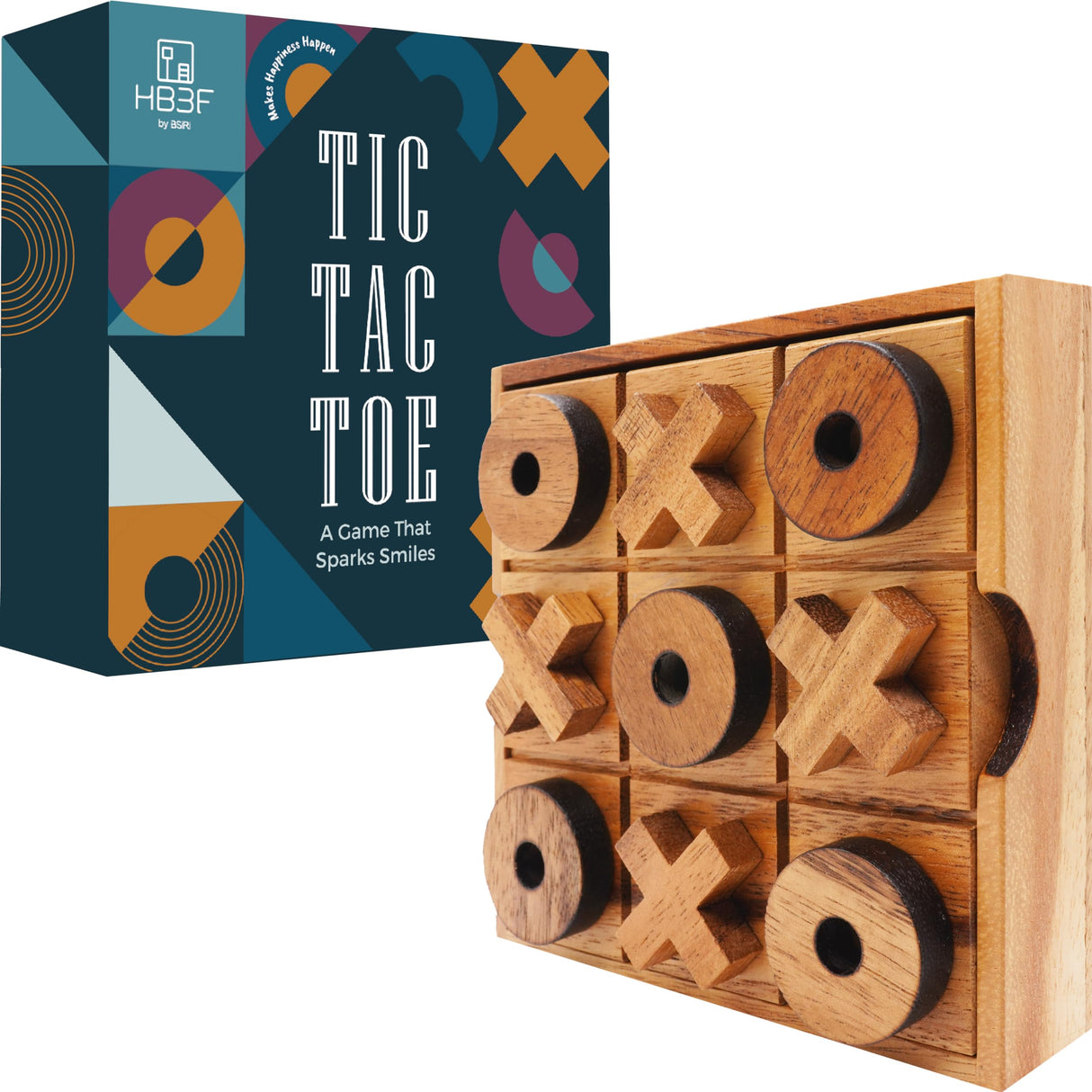 BSIRI Wooden Tic Tac Toe Game - Brain Teaser Puzzles for Adults Kids Games and Unique Gifts for Kids, Coffee Table Decor Living Room Decor Modern Wood Decor (5.5 Inch) BSIRI
