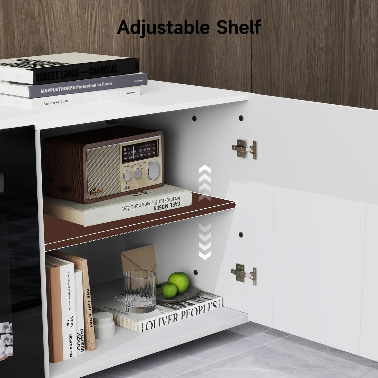 DOVELF 70" Floating TV Stand with 36" Electric Fireplace & LED Lights, Wall Mounted High Gloss Finish Entertainment Center with Storage Cabinets for TVs Up to 80" White DOVELF