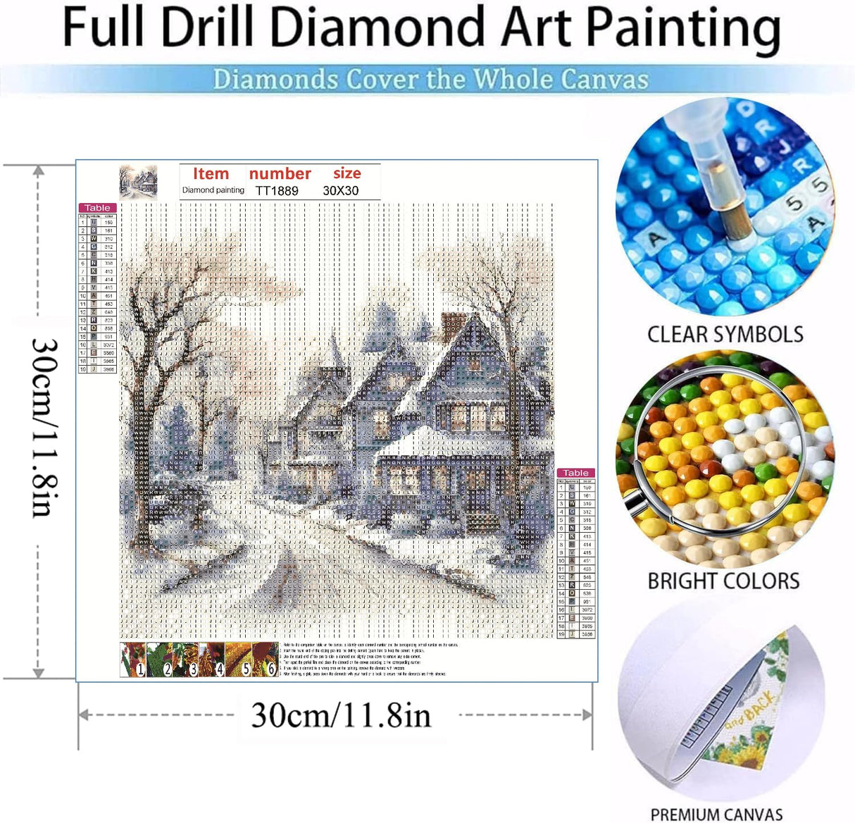 MOMDEDP 5D Winter Diamond Painting Kits for Adults Beginners,Christmas Winter House Diamond Art Kit,DIY Full Round Drill Countryside Diamond Dot Gem Art Kits for Adults,Home Wall Decor 12x12Inch MOMDEDP