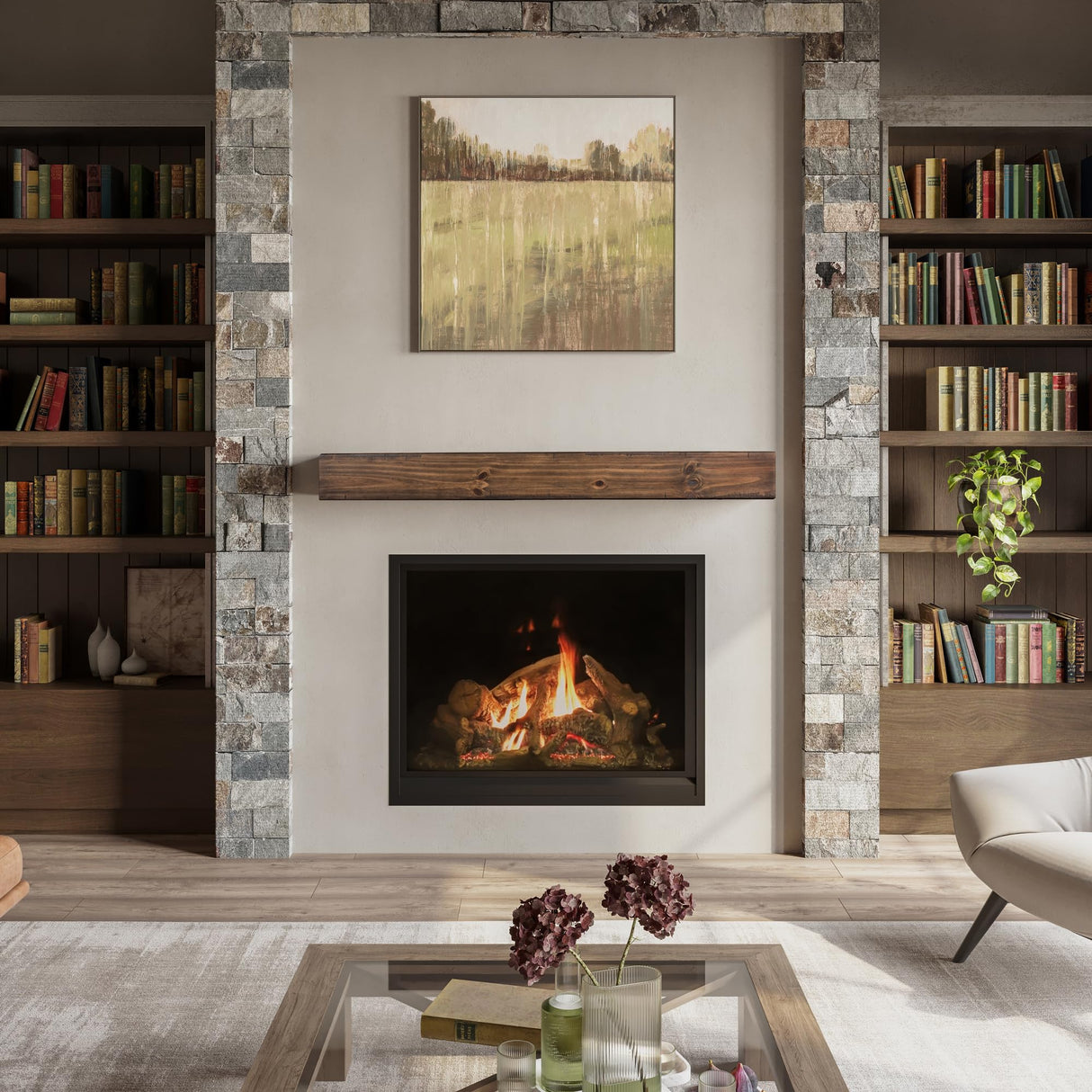 MANTELSDIRECT Dakota 48 Inch Pine Wood Floating Fireplace Mantel Shelf - Mocha Brown | 9" Depth - Beautiful Wooden Rustic Mantel for Fireplaces, Living Rooms, Electric Fireplaces, and Below TVs MANTELSDIRECT