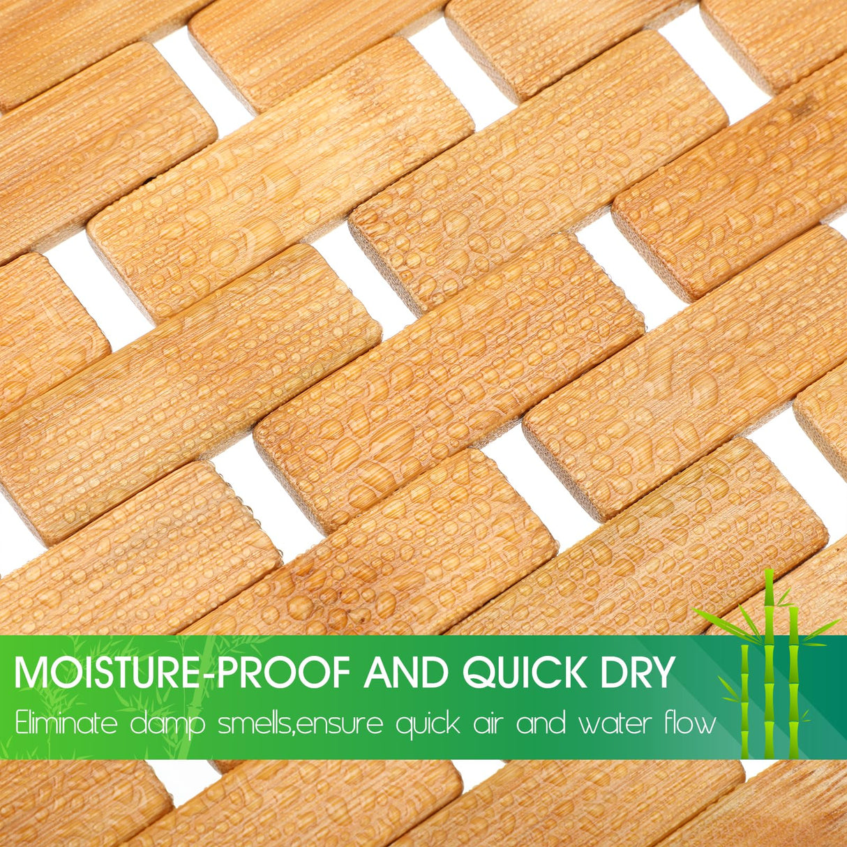 Bamboo Bath Mat Large Long Wood Bath Mat,16x48 Inch Non Slip Bamboo Shower Floor Mat Wooden Bathroom Mat for Bathtub,Spa,Door,Sauna or Outdoor (Natural Lattice) Zoryllic