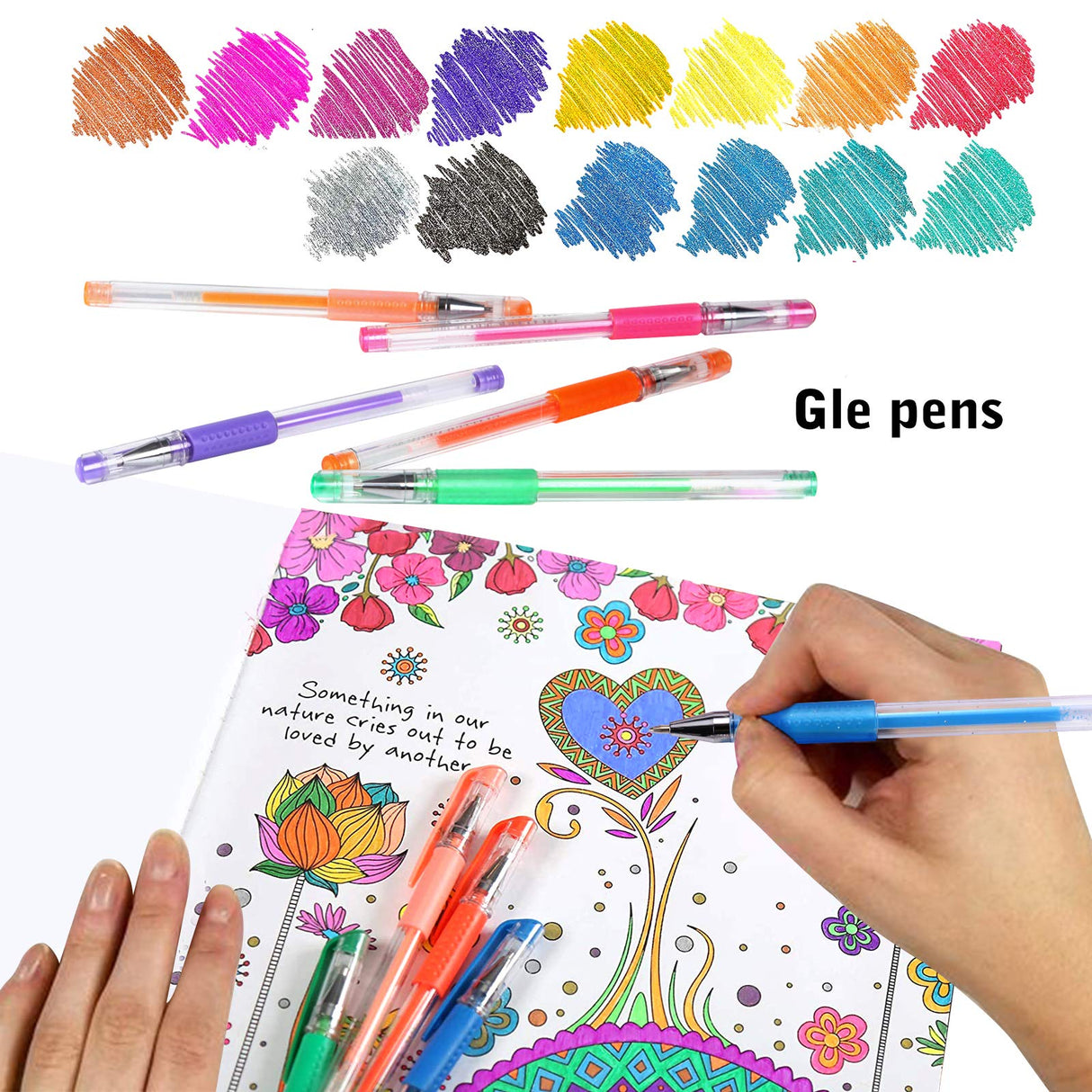 LANRENWENG 200 Pack Gel Pen Set 100 Colored Gel Pen with 100 Refills,Glitter Gel pens 40% More Ink with Canvas Bag for Kids Coloring Books Drawing Crafts Scrapbooks Journaling Planner LANRENWENG