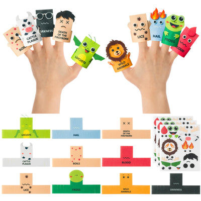 COcnny Passover Plagues Finger Puppets - 30pcs DIY Passover Toy Ten Plague Felt Hand Puppet Making Kit for Kids, Make Your Own Art Crafts Fingers Toys, Story Time Jewish Pesach Seder Supplies