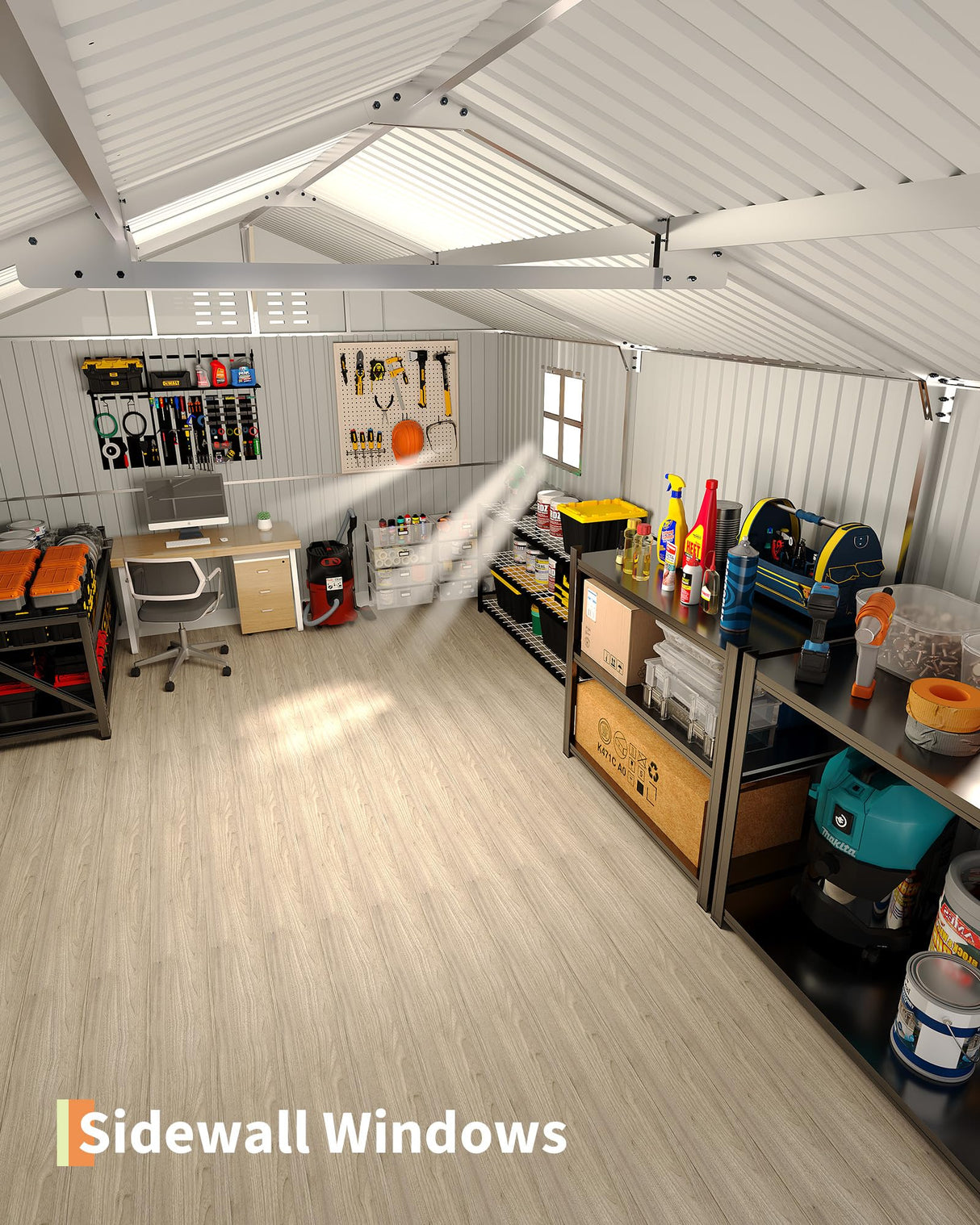 GarveeLife 12x20 FT Metal Carport, Enclosed Car Port with Reinforced Frame and Steel Roof for All-Weather Use, Metal Garage Shed for Full-Sized Pickup Trucks GarveeLife