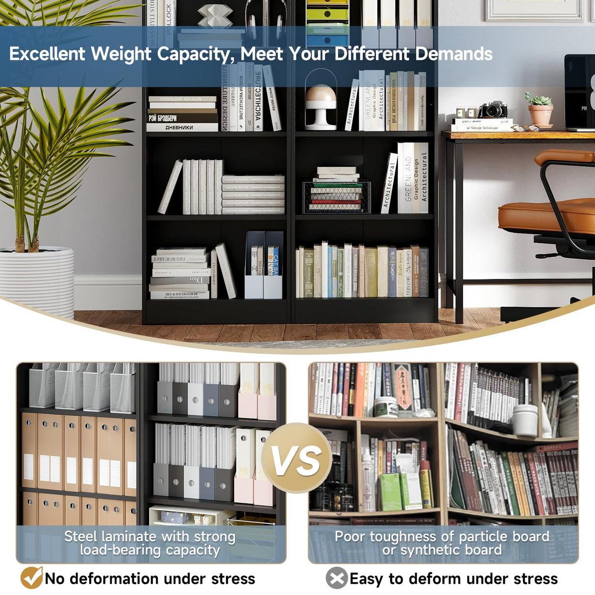 IRONMIX Metal Open Bookcase, 5-Tier Bookshelf with Adjustable Shelves, Black Bookshelf for Small Places, 70" 87 Tall Book Shelf, Curio Cabint Display Case for Home Office, Library, Living Room IRONMIX