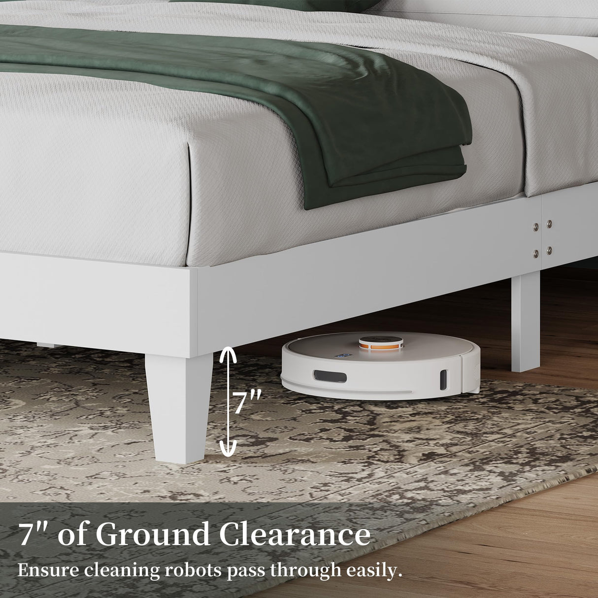 Yaheetech Wood Bed, Rubber Wood Platform Bed Frame with Headboard/Wood Slats, Farmhouse Style, No Box Spring Needed, Mattress Foundation, Noise-Free, Easy Assembly, Full Size, White Yaheetech