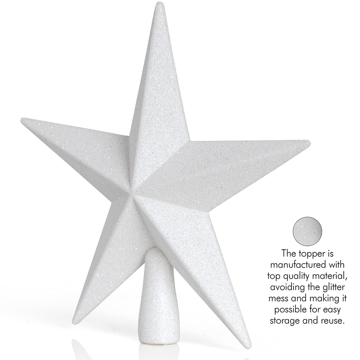 Ornativity Glitter Star Tree Topper - Christmas Decorative Xmas Holiday Bethlehem Star Trees Toppers Ornament Decor (White) 8" Ornativity