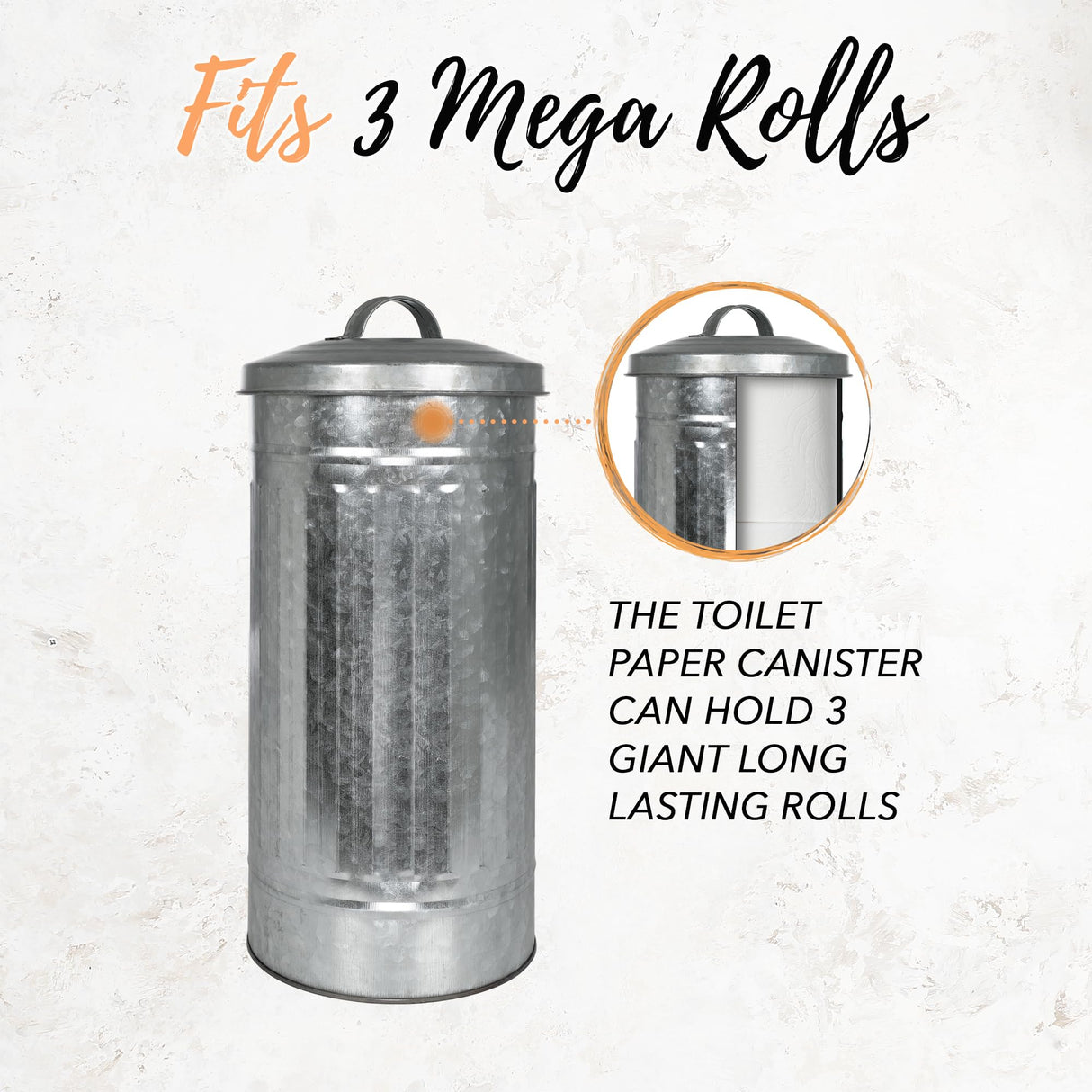 Autumn Alley Farmhouse Galvanized Metal Free Standing Toilet Paper Holder Organizer Stand Canister with Lid – Fits 3 Mega Rolls, Rustic Enclosed Toilet Storage Stand Autumn Alley