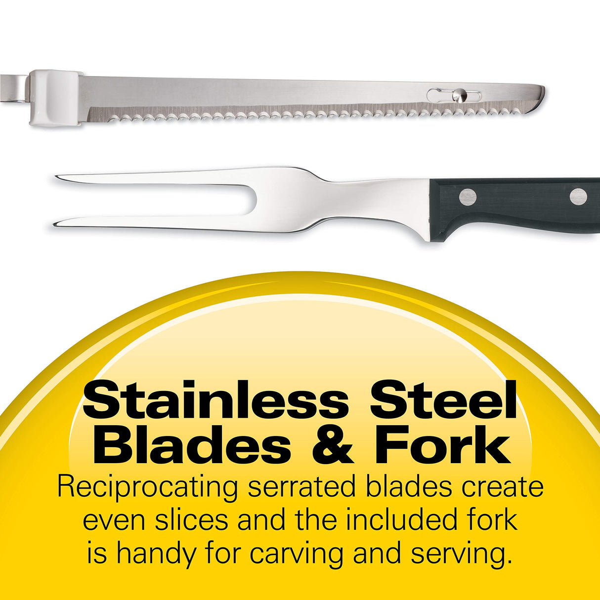 Hamilton Beach Electric Knife Set for Carving Meats, Poultry, Bread, Crafting Foam & More, Reciprocating Serrated Stainless Steel Blades, Ergonomic Design Storage Case + Fork Included, 5Ft Cord, White Hamilton Beach