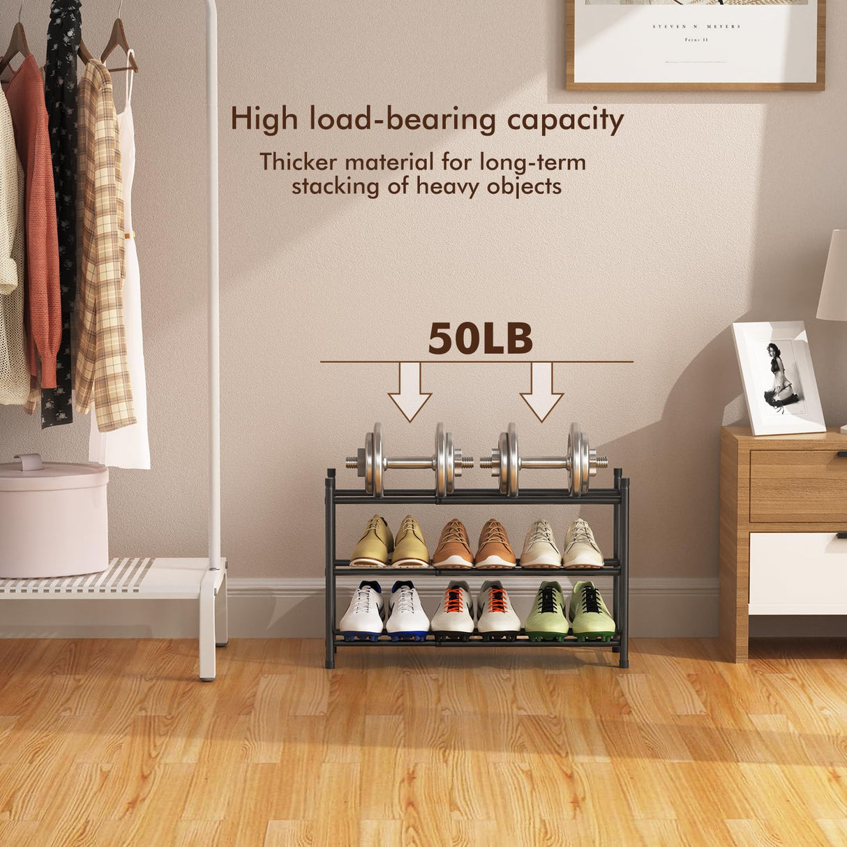 Uneviesyka Expandable Shoe Rack, 3 Tier Shoe Rack for Closet, Stackable Adjustable Standing Metal Shoe Shelf Organizer Storage, Small Shoe Racks for Front Door Entrance、Entryway(Black) Uneviesyka