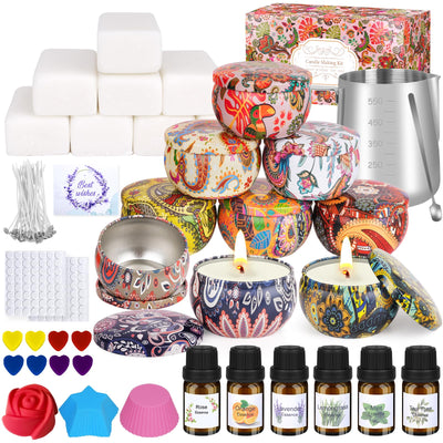 Candle Making Kit for Adults - DIY Scented Candles Making Supplies with Soy Wax,Wax Melter, Essential Oils, Color Dyes, Wicks Sticker, Candle Tins - Full Candle Making Set - Perfect Home Decoration