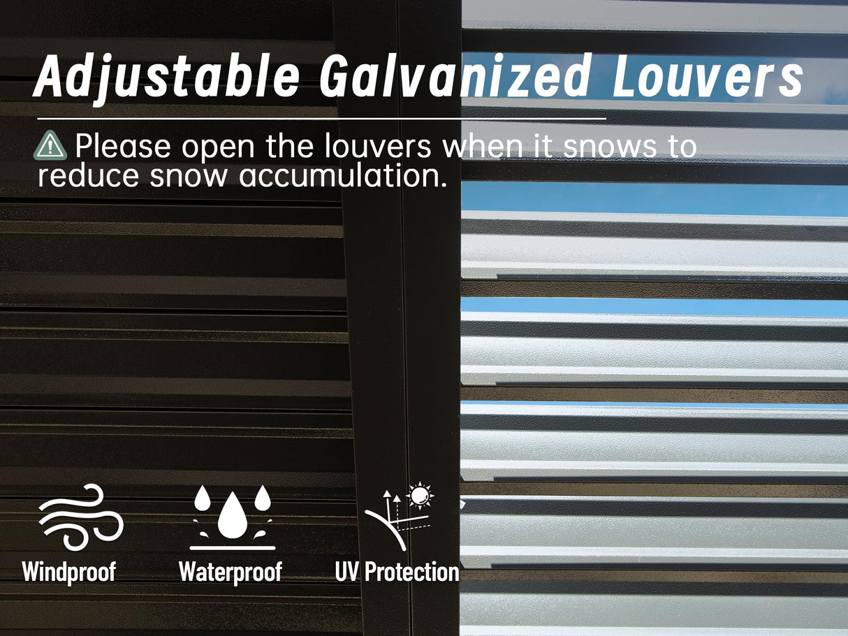 Domi 10' x 16' Louvered Pergola Outdoor Aluminum Pergola with Adjustable Roof, Aluminum Frame, Efficient Drainage System for Patio, Deck, Garden (Gray) domi outdoor living