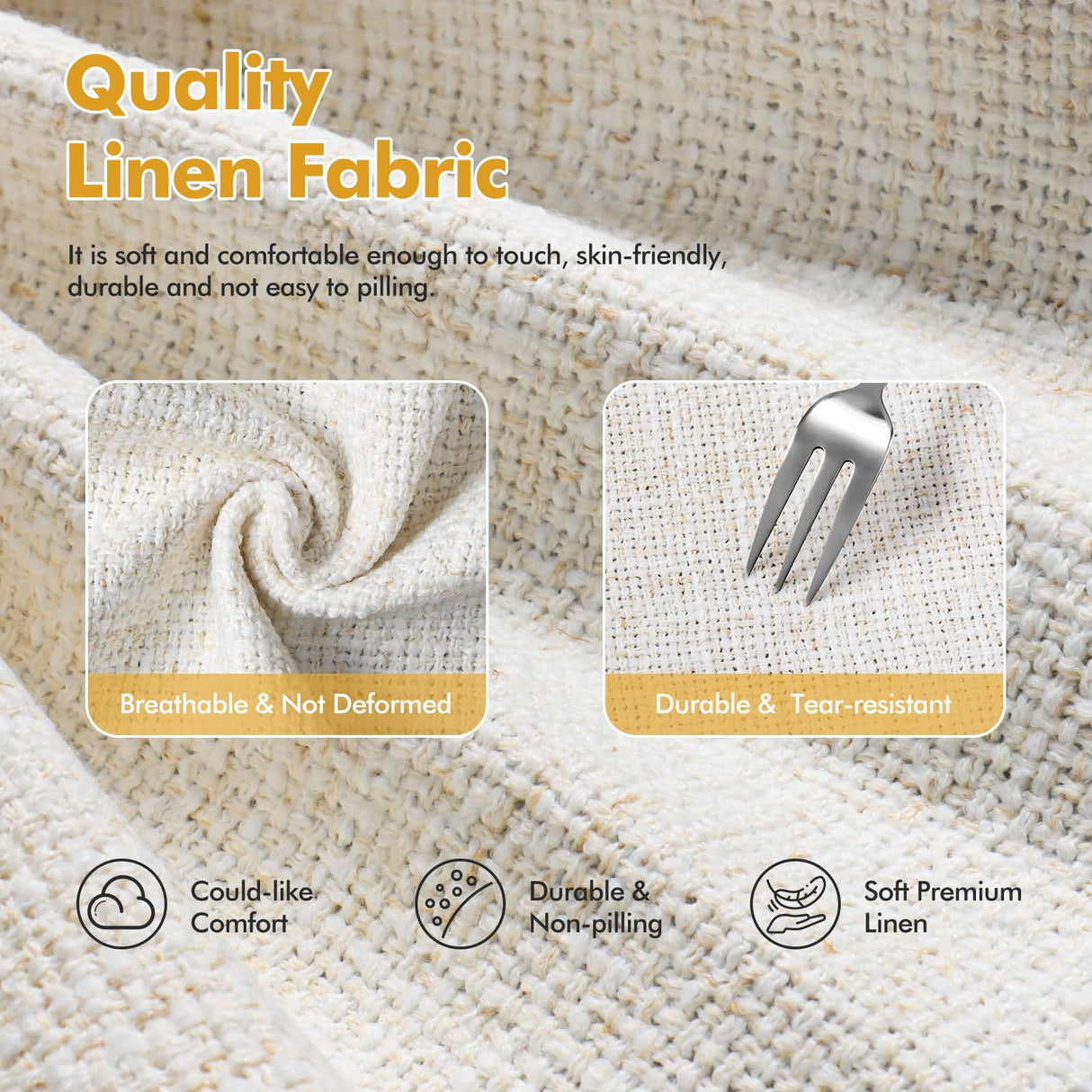 ELUCHANG 85" Modern Sofa Couches for Living Room, 3 Seater Sofa, Natural Linen Deep Seat Sofa with Upholstered Cushion&Detachable Cover, Comfy Sofa Couch for Small Space, Apartment, Cream ELUCHANG