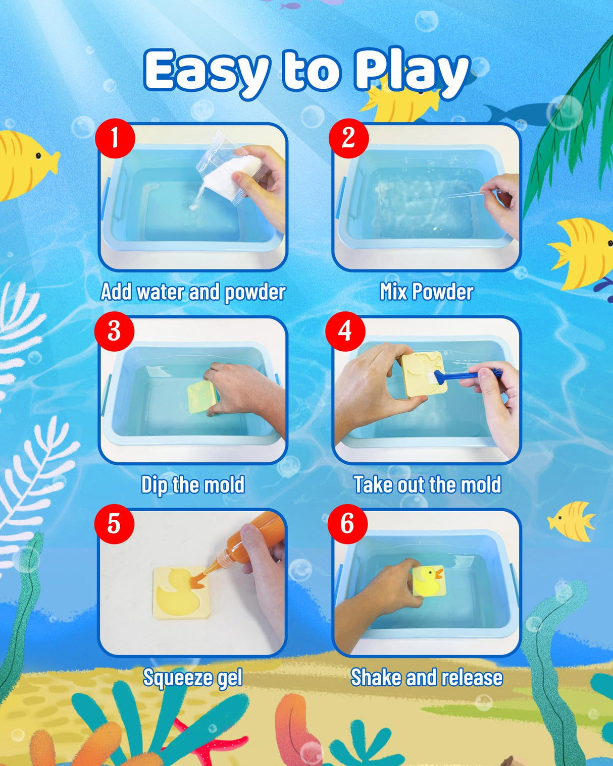 FADAWU 24 Colors Magic Water Elf Toy Kit - Aqua Fairy Water Gel Kits with 16 Molds, DIY Squishy Maker Set for Kids, Water Pets Squishies Toys, Party Favors Arts & Crafts Gift for Boys & Girls FADAWU